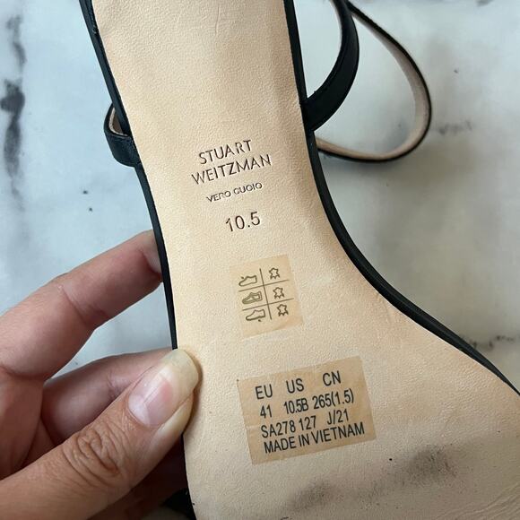 NEW Stuart Weitzman Dancer 60 Black Leather Sandals Size 10.5 - Picture 9 of 9